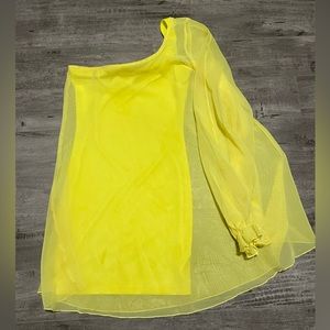 Yellow one sleeve dress